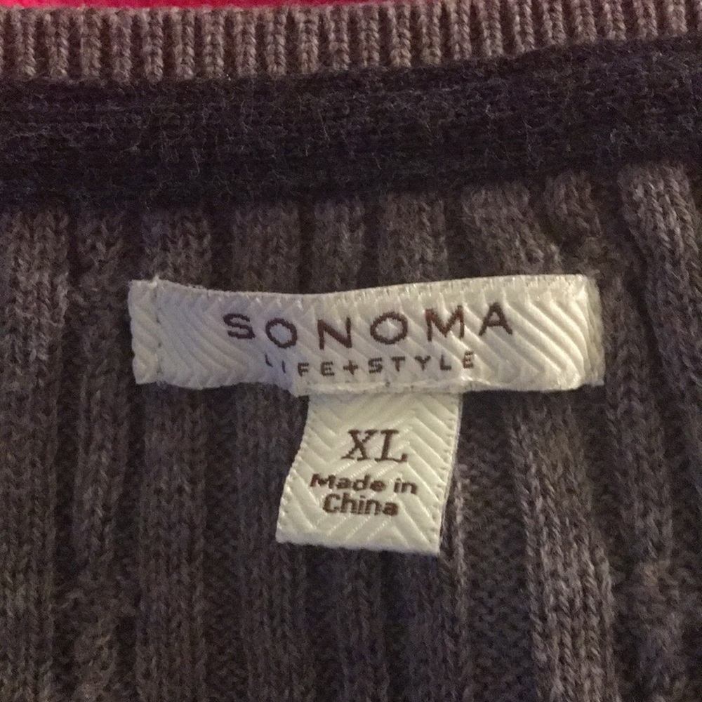 Sonoma Taupy Gray V-Neck Sweater - Sz XL - Picture 3 of 3